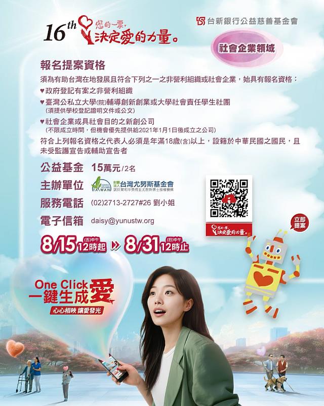 「您的一票，決定愛的力量」社會企業領域提案辦法。