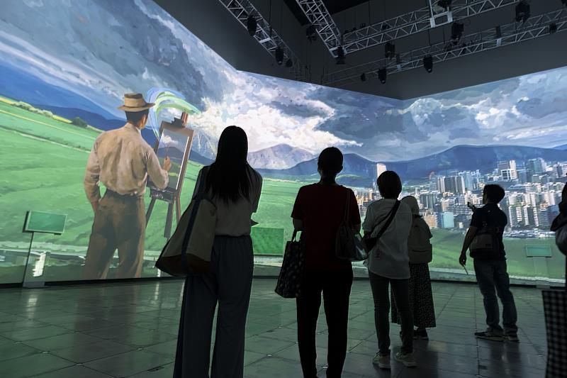 「臺灣本色」展區利用影像技術演繹臺灣藝術家筆觸與色彩，呈現臺灣近代的歷史記憶及山海地貌，讓世界看見臺灣的自信與韌性。