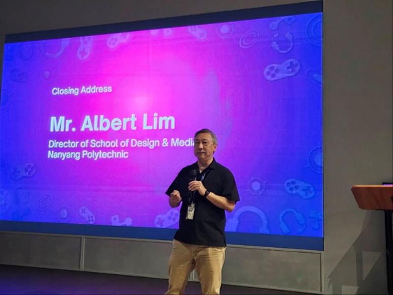 南洋理工學院設計與媒體學院院長Albert Lim於閉幕式為參賽者給予勉勵。