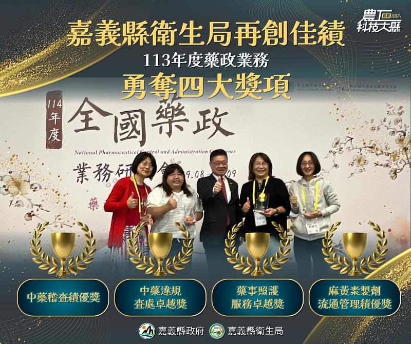 嘉義縣衛生局榮獲藥政四大獎項