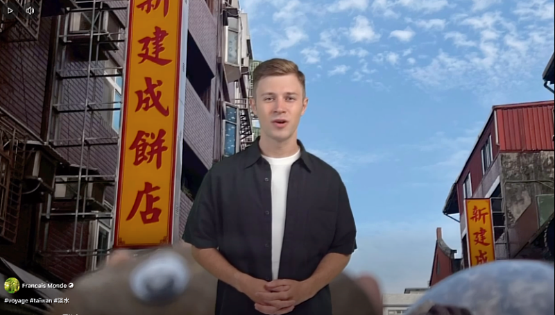 歐語系法文組學生與AI協作影片,導覽淡水。(圖/淡江大學提供)