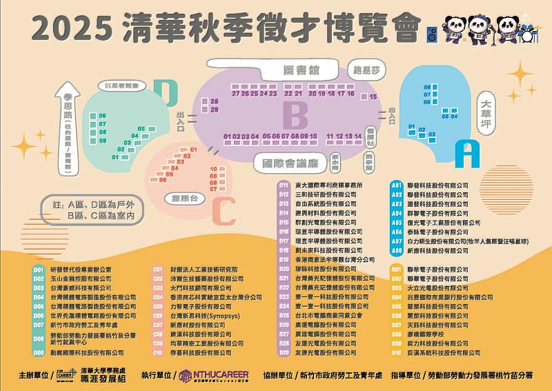 114年國立清華大學秋季就博會攤位圖