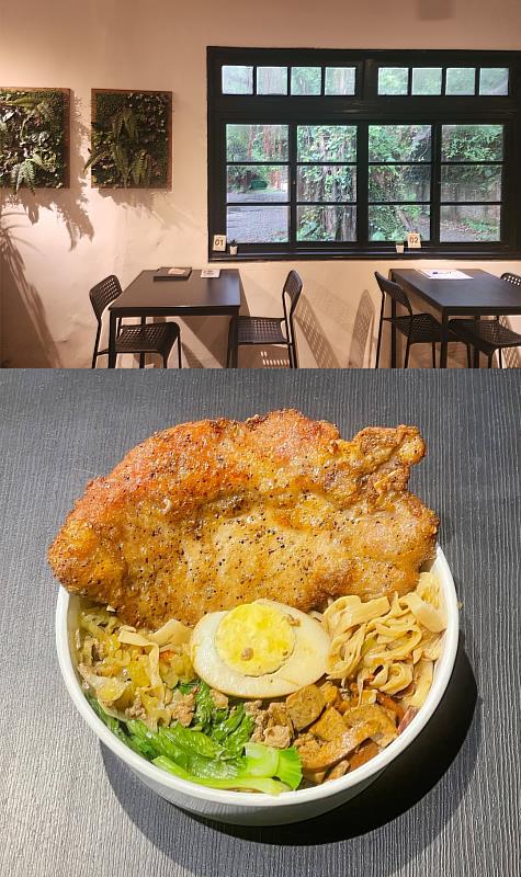 （上圖）黃金博物館「金水茶坊」，在老屋與老藤環繞間品茗用餐，窗外即是山城綠意。（下圖）可在「金水茶坊」內享用礦工便當，是瑞芳、九份等礦業地區的特色美食，當時礦工又稱便當為「飯包」，早期多用金屬飯盒裝盛，如今以復刻形式重現礦山日常的風味記憶。