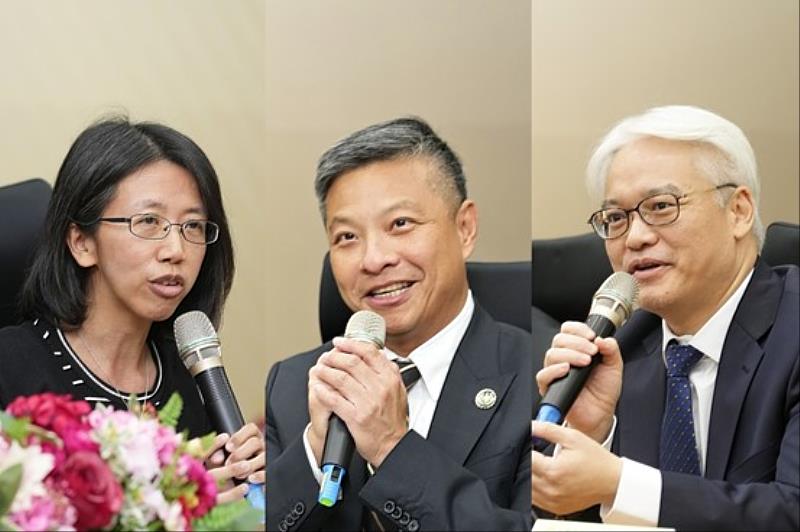 左起新北市青年局丁雅君主任秘書、天主教輔仁大學藍易振校長、台灣金融研訓院高一誠院長