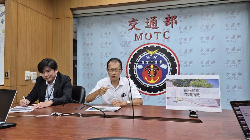交通部道安記者會，竹市府交通處長倪茂榮分享人本交通創新經驗。