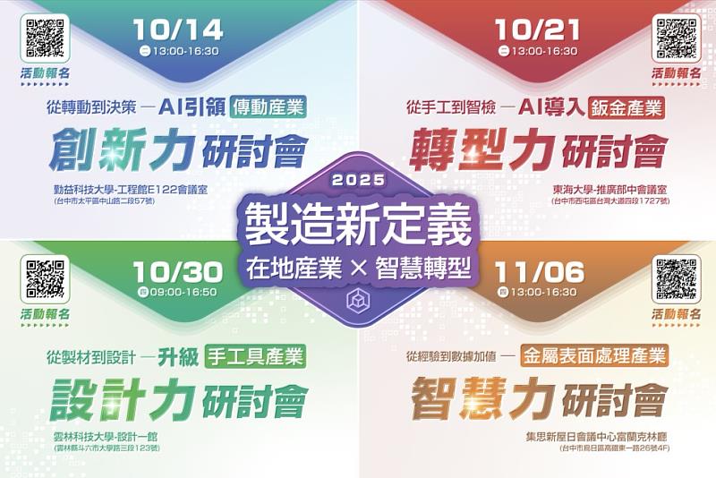 《製造新定義｜在地產業 × 智慧轉型》系列研討會熱烈報名中