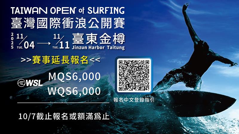2025臺灣國際衝浪公開賽11/4開衝 國際賽開放報名中