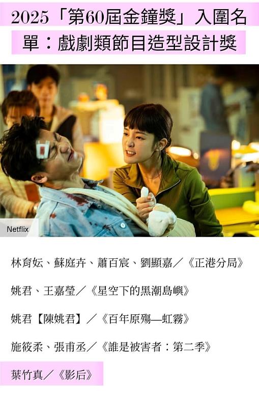 服裝設計學系校友葉竹真戲劇作品《影后》「戲劇類節目造型設計獎」入圍