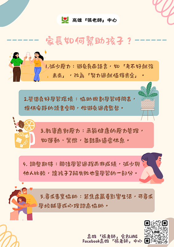 高雄張老師中心分享-陪伴孩子面對「我一定要考好」的壓力