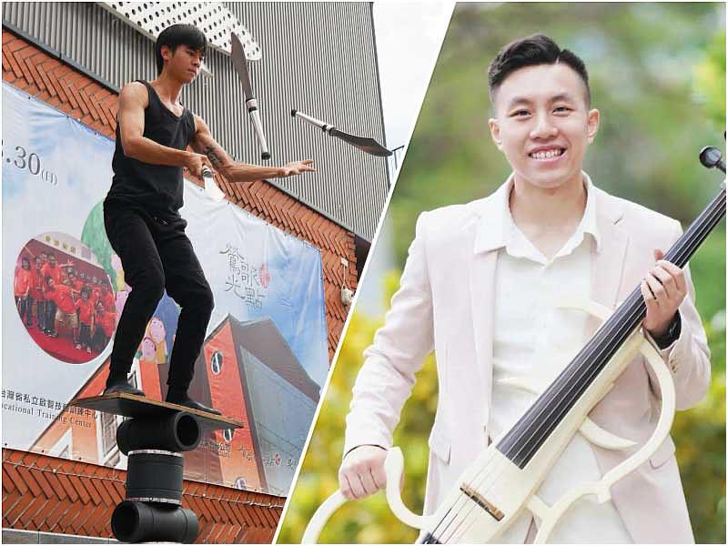 街頭藝人輪番登場，熱力全開，特技表演者大苗力挑戰高難度平衡秀、音樂家小黎以大提琴演奏悠揚樂聲，帶動全場氣氛，現場掌聲與歡呼不斷。