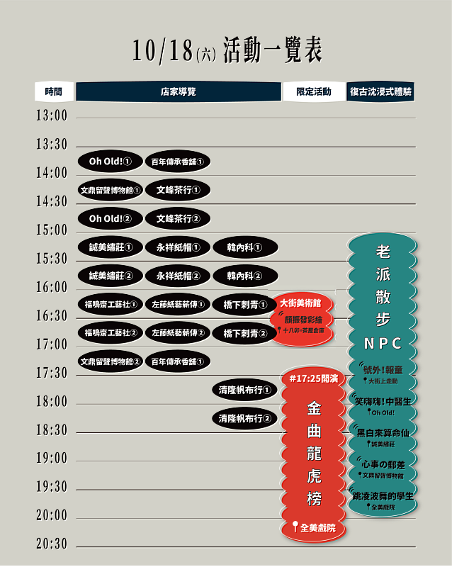 《一起府城．打開大街》10月18日活動一覽表