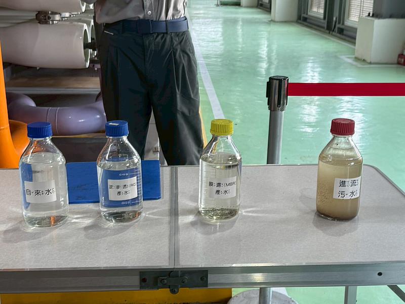 利用講解薄膜處理後出水質與生活污水之外觀比較及節能系統說明