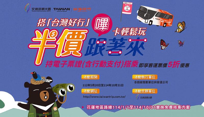 台灣好行縱谷鹿野線電子票證半價優惠至10月底