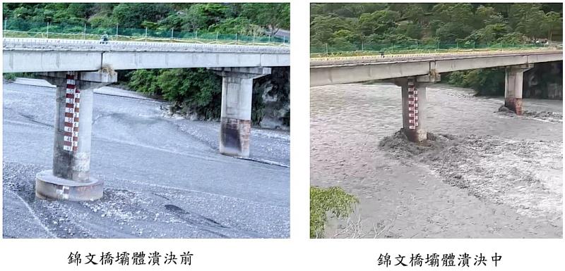 錦文橋壩體潰決水量比對
