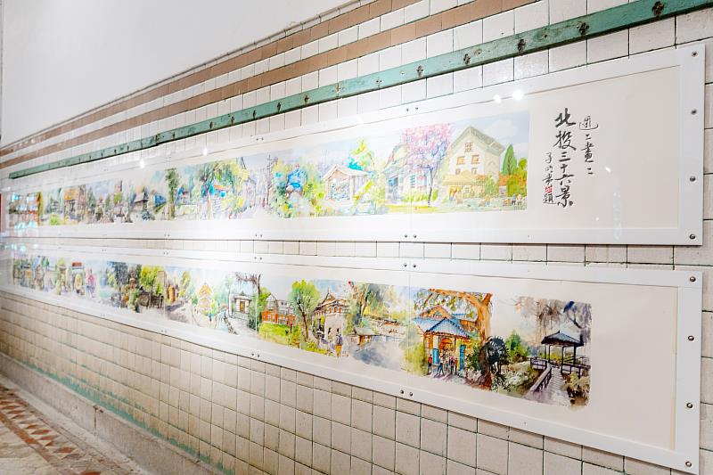 《北投三十六景》藝術共創，以北投為題創作長達10公尺的水彩巨幅作品，描繪北投36處風景