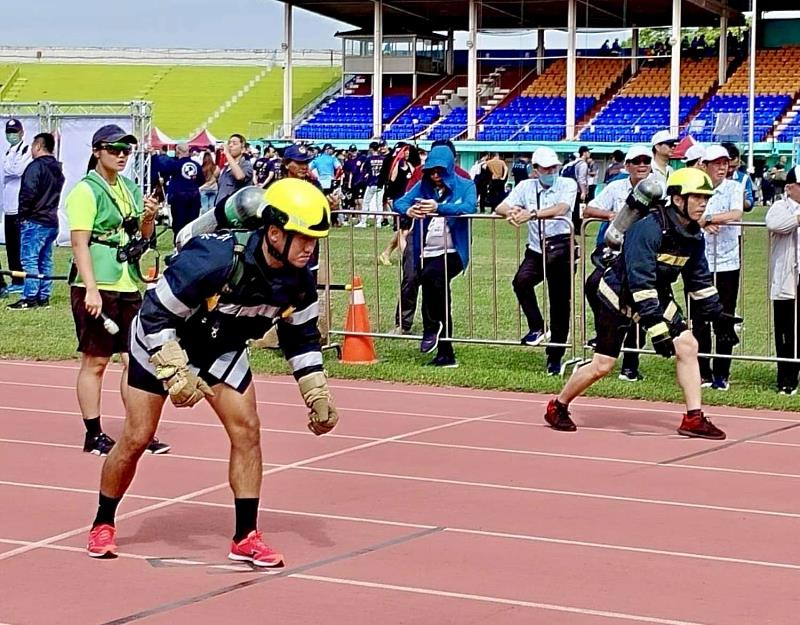 全國義消體技能交流活動各項競賽畫面。