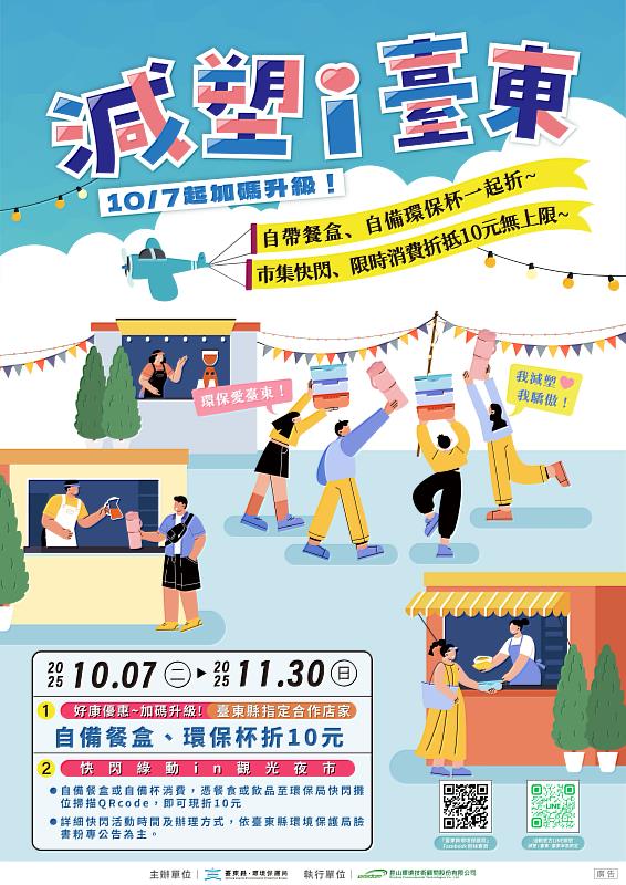 「減塑 i 臺東」倒數1個月!　自備餐盒與環保杯享折抵優惠