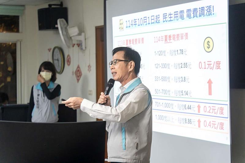 環保局長江盛任分享多招節電技巧，呼籲市民節能減碳。