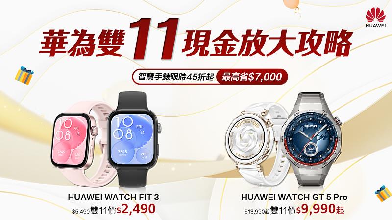 HUAWEI熱銷智慧手錶限時45折起最高現省7,000元