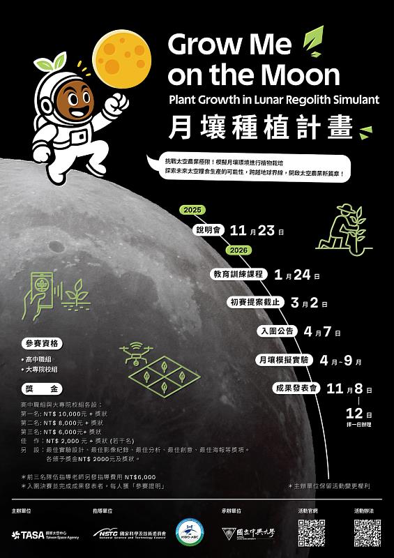 臺灣太空農業新里程:TASA攜手中興大學舉辦「月壤種植」挑戰賽