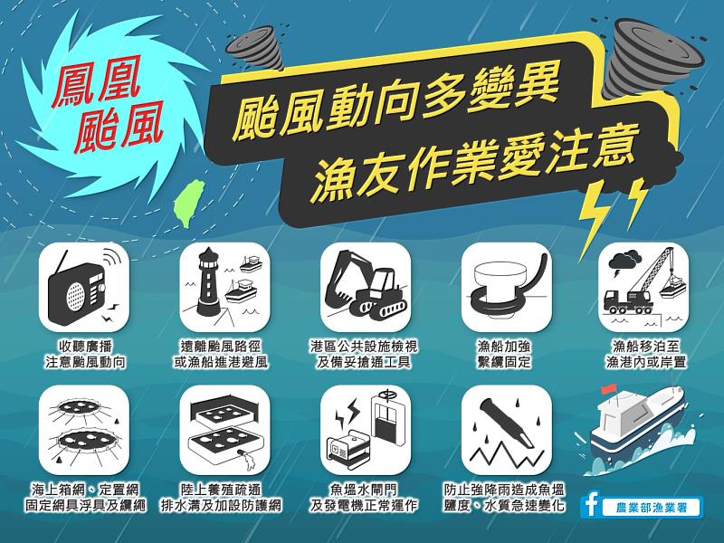 慎防鳳凰颱風影響 漁業署籲請漁民朋友及早防範
