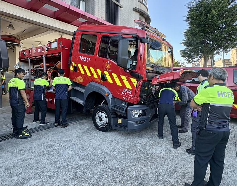 竹市消防局日前辦理「114年度車輛裝備器材保養評核」。