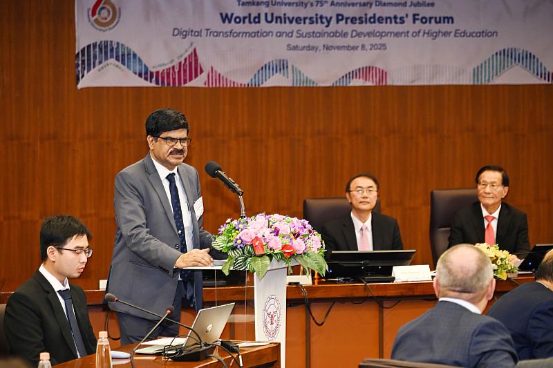 印度SRM大學校長C. Muthamizhchelvan進行分享。（圖／淡江大學提供）