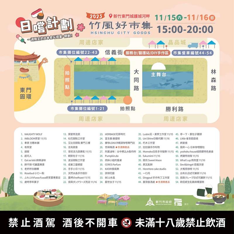 11/15-11/16竹風好市集地圖及參與店家EDM。