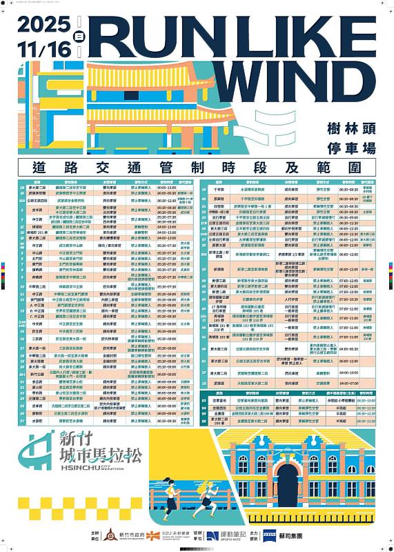 2025新竹城市馬拉松11/16樹林頭公園起交管措施一次看
