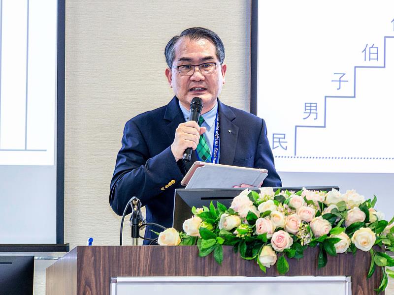 臺灣永光化學工業公司陳建信董事長致詞。（圖／淡江大學提供）