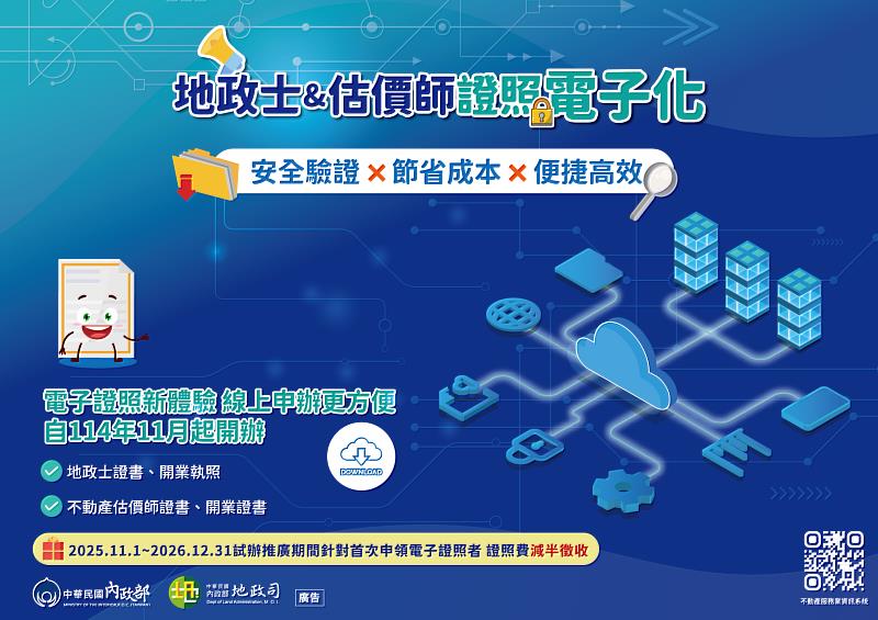 地政士及不動產估價師證書電子化