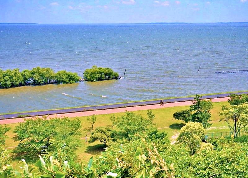 沿途可見波光粼粼的霞浦湖，宛如一顆巨大的寶石，鑲嵌在綠色的田野中閃閃發光。