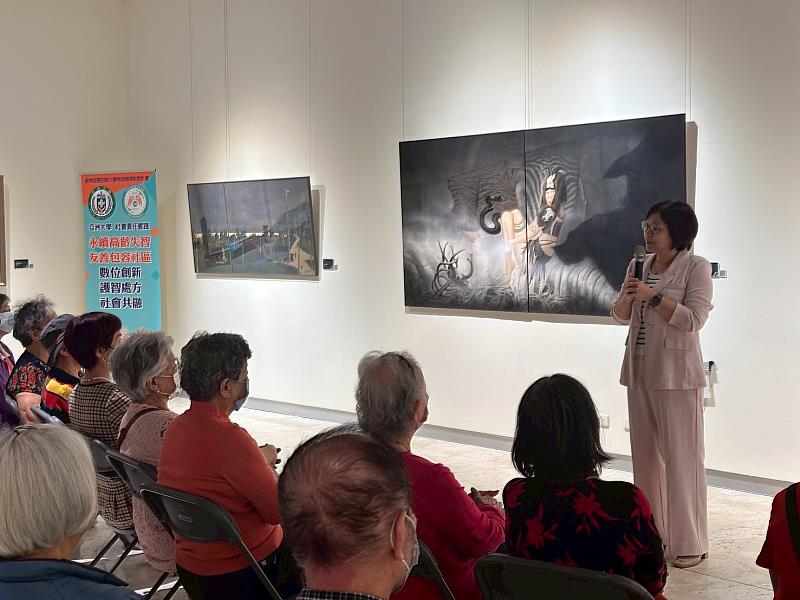 亞大護理學院院長吳樺姍分享，「藝文觀展×藝術輔療」對高齡與失智長者帶來的正向療癒效益。