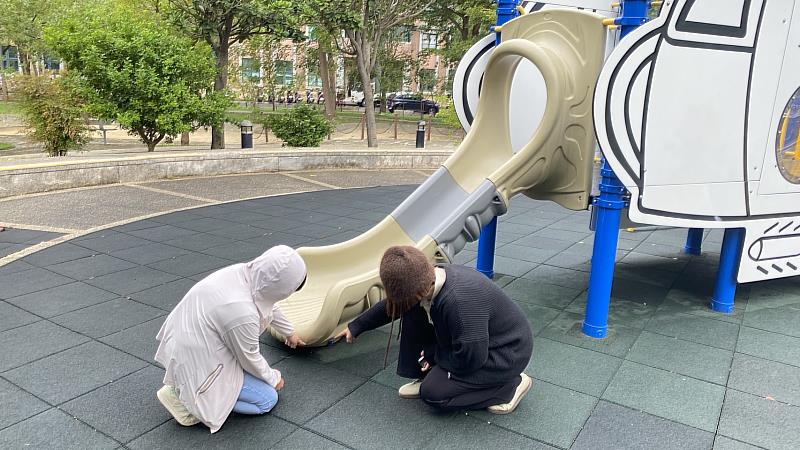 檢視蜘蛛網型盪鞦韆無鋼索金屬外露。