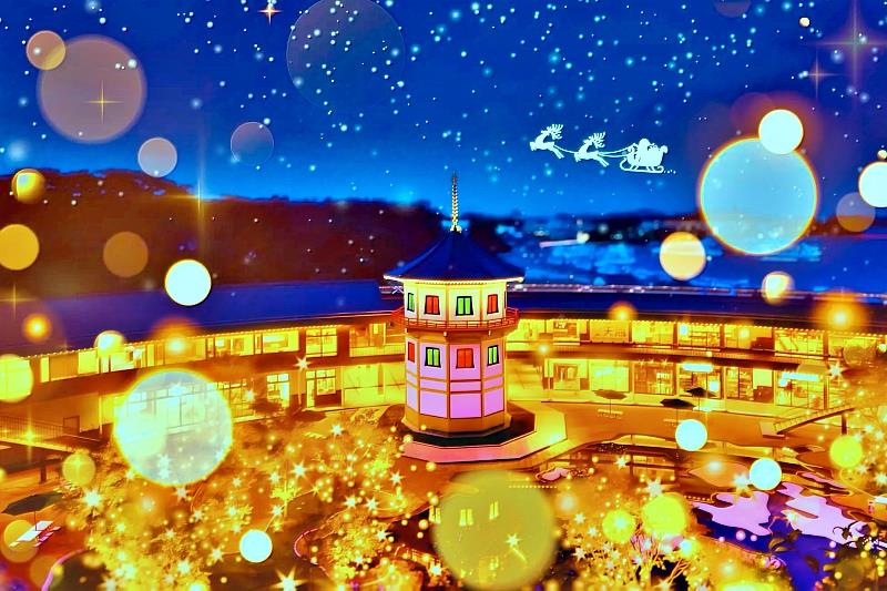 「松島離宮」的建築外觀，重現1913年由捷克建築師Jan Letzl設計建造的「松島公園飯店」的十角三重塔，此塔也被命名為Letzl塔。