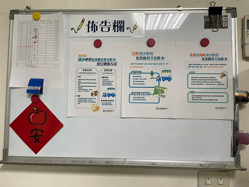 工務處下水道科於辦公室張貼宣導文宣。