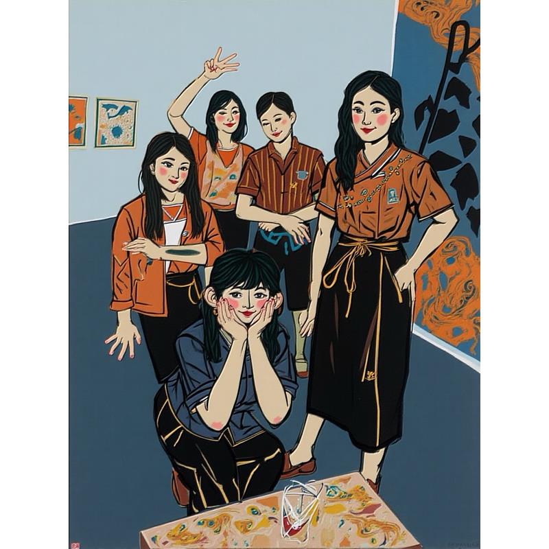 民眾透過「藝術家風格演算」AI互動體驗，獲得一張藝術家林智信版畫風格的數位作品。（南美館提供）