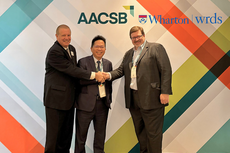 Left to right: Geoff Perry (AACSB), Yu-Chiun Chiou (NYCU), Robert Zarazowski (WRDS)