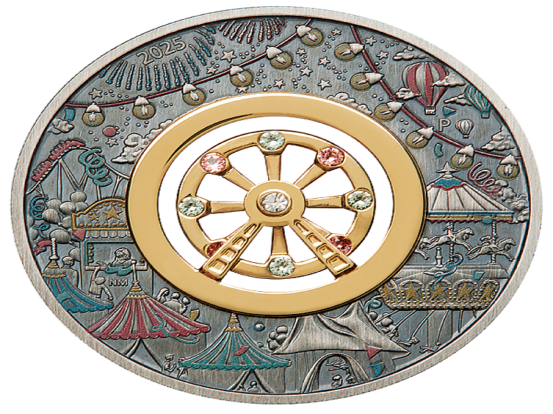 童話浪漫與夢想－摩天輪2英兩仿古彩色銀幣