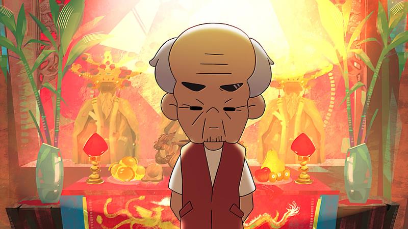 《觀靈》角色形象守護神壇的沉穩廟公。(照片/校方提供)