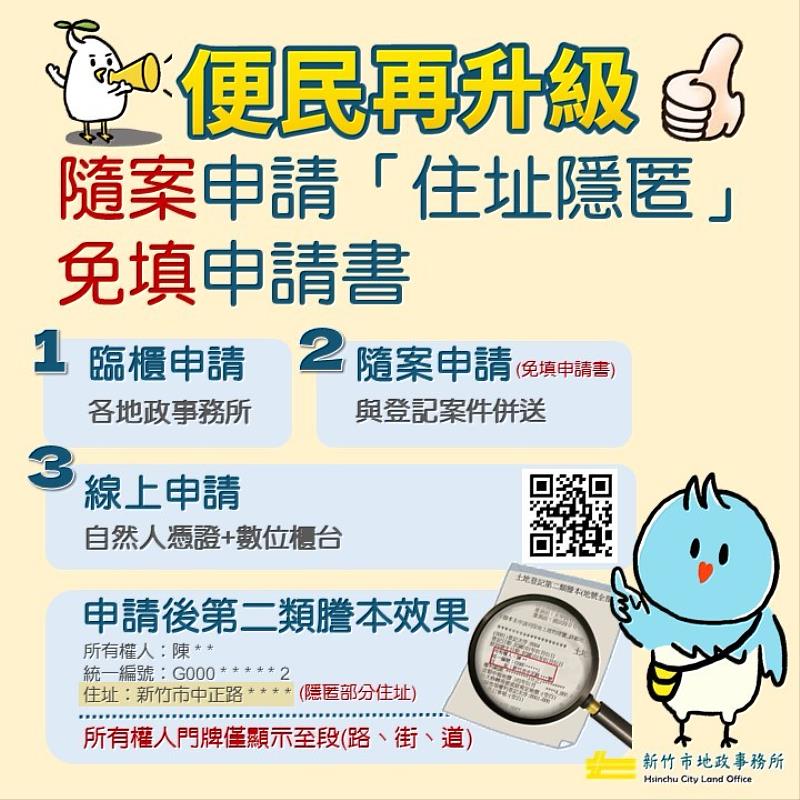 申請住址隱匿的步驟。