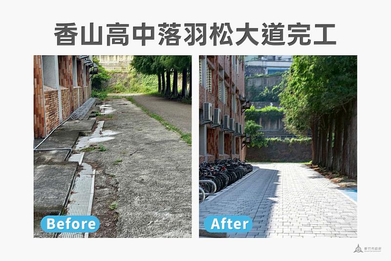 香山高中落羽松步道完工，守護師生校園通行安全。