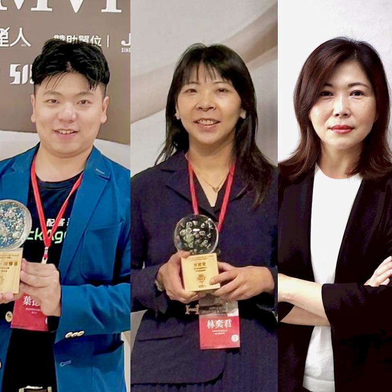 2025 MVP100台灣百大經理人：配客嘉創辦人暨執行長葉德偉先生（左起）、百鮮實業副總林奕君女士、王品鍋類事業群總經理呂意真女士。