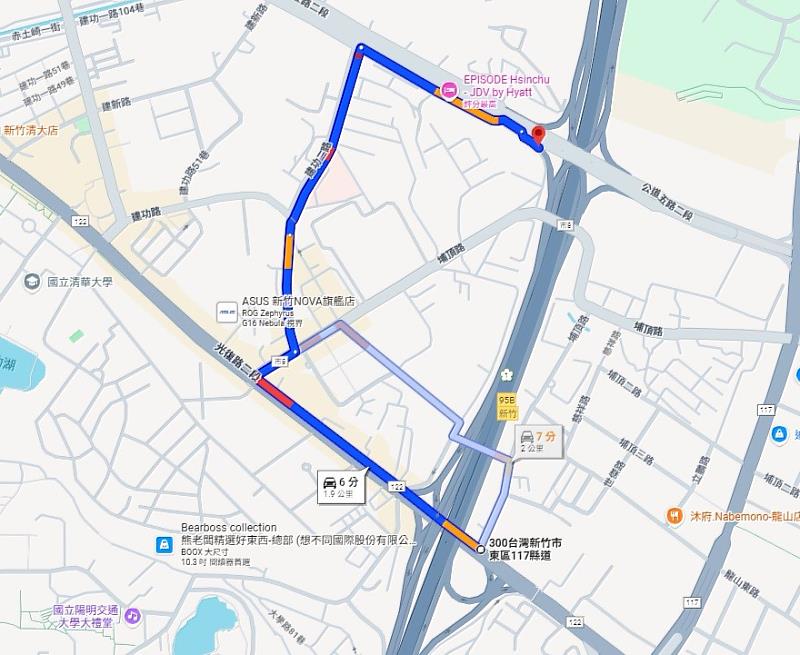 圖說1. 替代路線：於光復路二段→金城一路→金城一路35巷→建功二路→公道五路二段→南向入口進國1主線