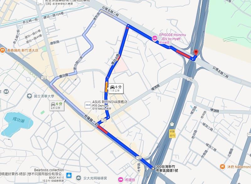 圖說2. 替代路線：於光復路二段→金城一路→金城一路35巷→建功二路→公道五路二段→北向入口進國1主線