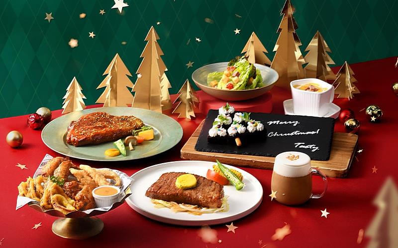 即日起至明年1月20日,西堤推出節慶限定的「耶誕雙人宴」,隨餐附贈「香酥海陸拼盤」和甜點「布朗尼聖誕樹」,為節慶點亮儀式感。(圖/王品集團提供)