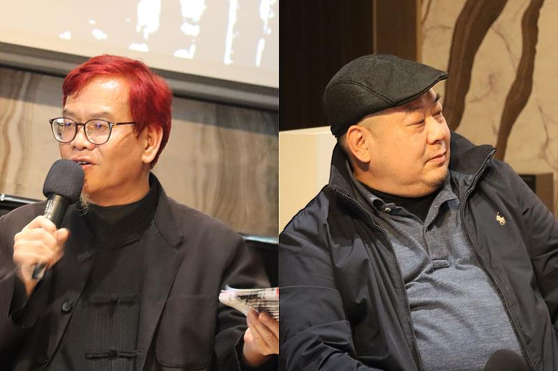 開幕座談會主持人臺灣師範大學藝術學院院長莊連東（左）與與談人臺灣藝術大學有章藝術博物館館長李宗仁（右）。