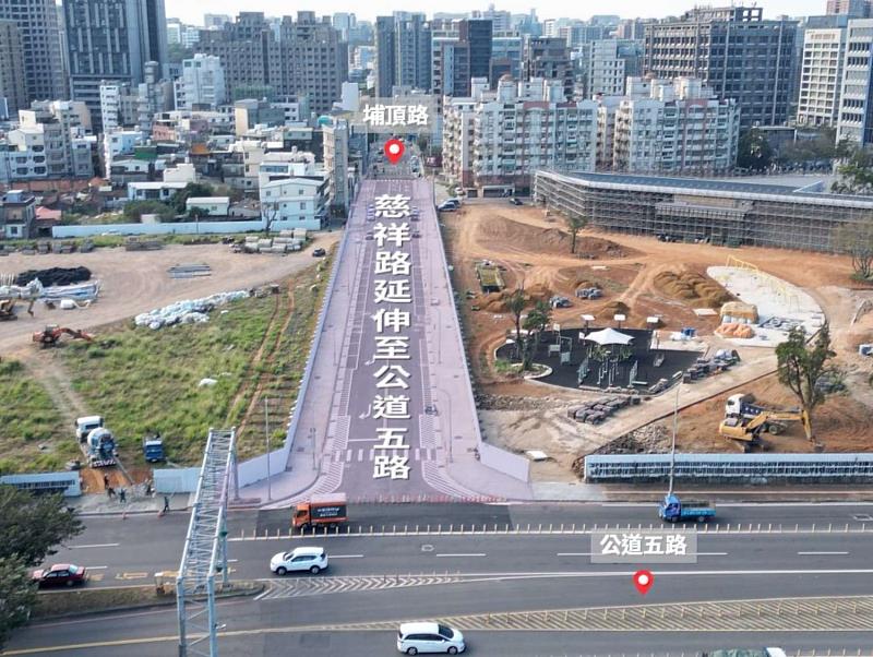 慈祥路延伸至公道五路段位置圖。