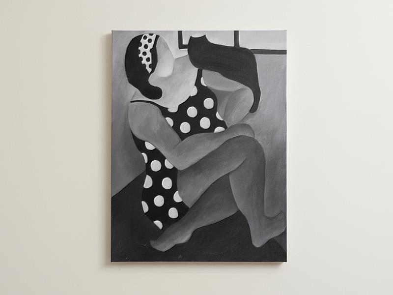 本次展覽亦展出平面創作，延續雕塑中對女性身體與情感的關注。以簡化的造型與節奏感構圖，呈現內在狀態的流動與沉澱，展現不同媒材之間的創作脈絡。