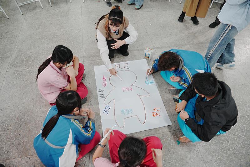 南大教習劇場運用「牆上角色」技巧，引導同學分享對角色處境的不同看法。